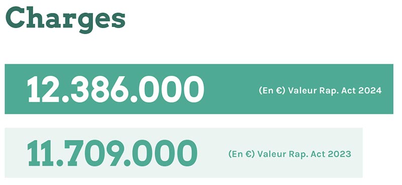 Charges 2024 : 11.709.000€ 2024 : 12.386.000€